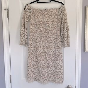 Off the shoulder lace cream dress